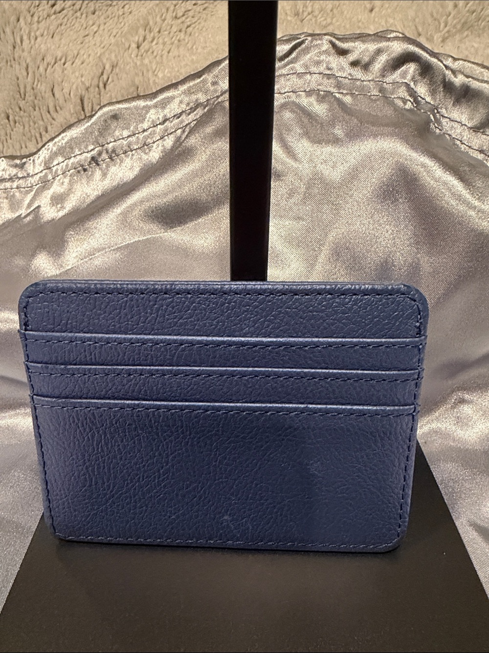 Slim Leather Card Holder - Blue